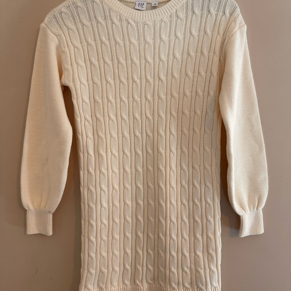 Gap Kids Cable Knit Cream Sweater Dress
